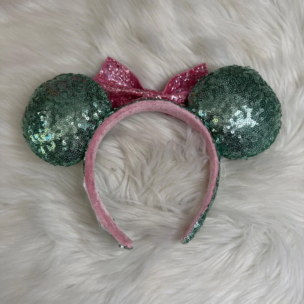Disney World - Mint and Hot Pink Glitter and Sparkle Mickey Minnie Ear Headband